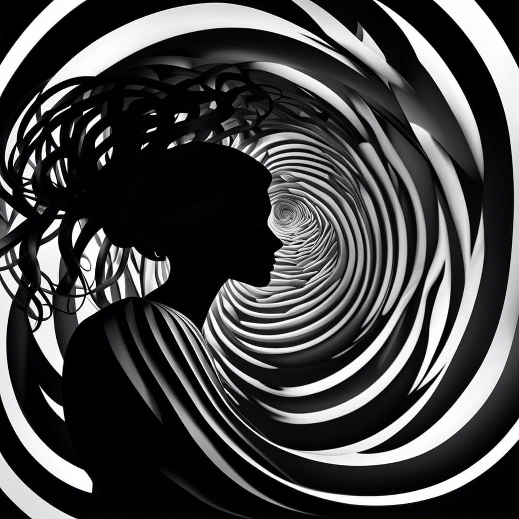 Surreal Silhouette in Optical Illusion Landscape