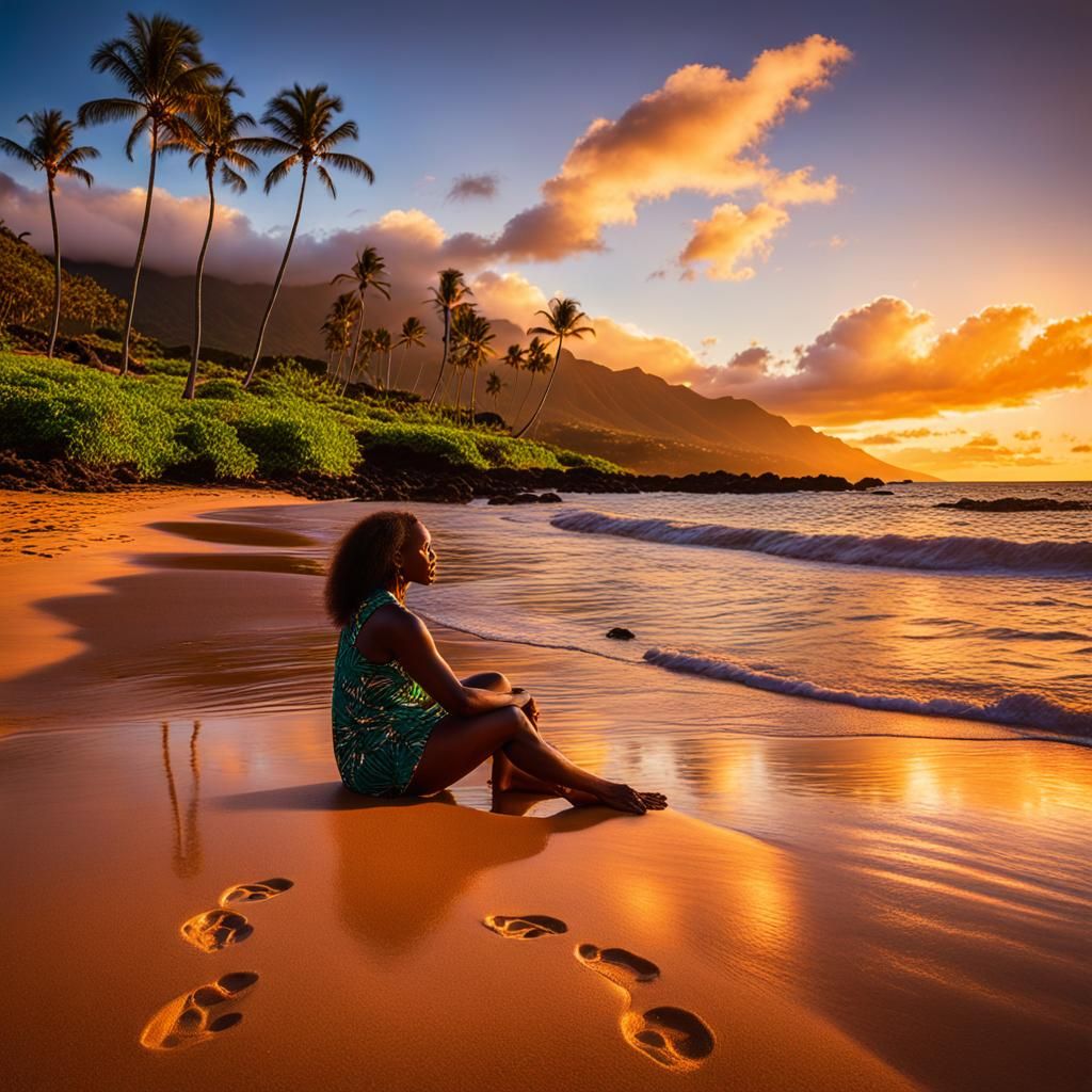 Golden Hour on Maui: A Stunning Beach Photo