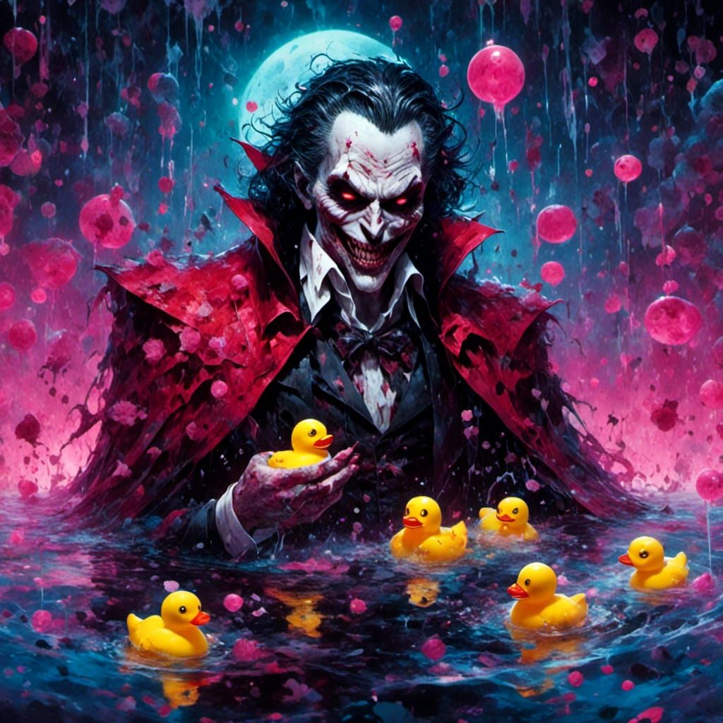 Dracula's Bath Time: A Comical Cartoon Scene