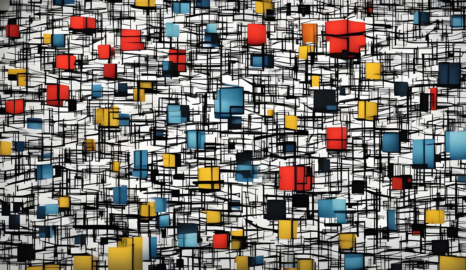 Surreal Mannequins in Jail Cell with Doodle Patterns