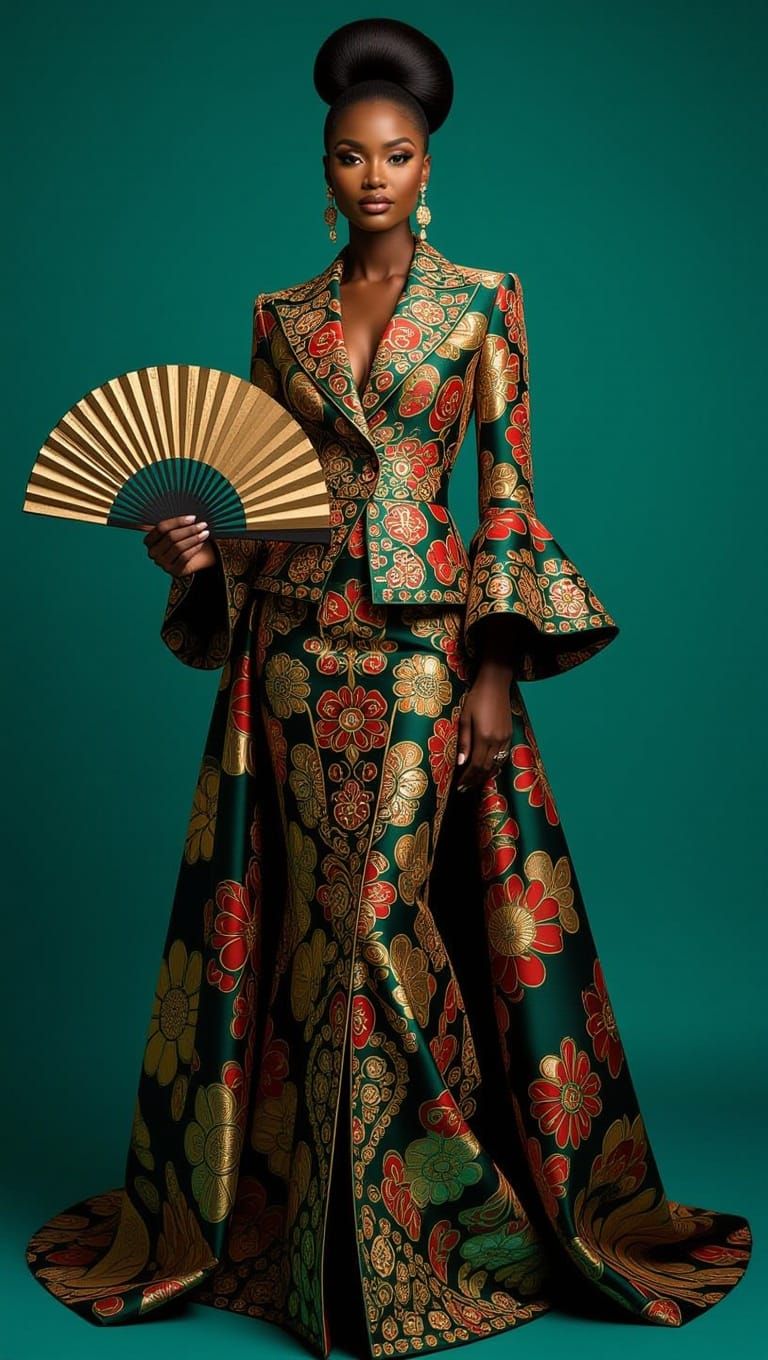 Elegant Couture Portrait of a Woman in Jewel Tones