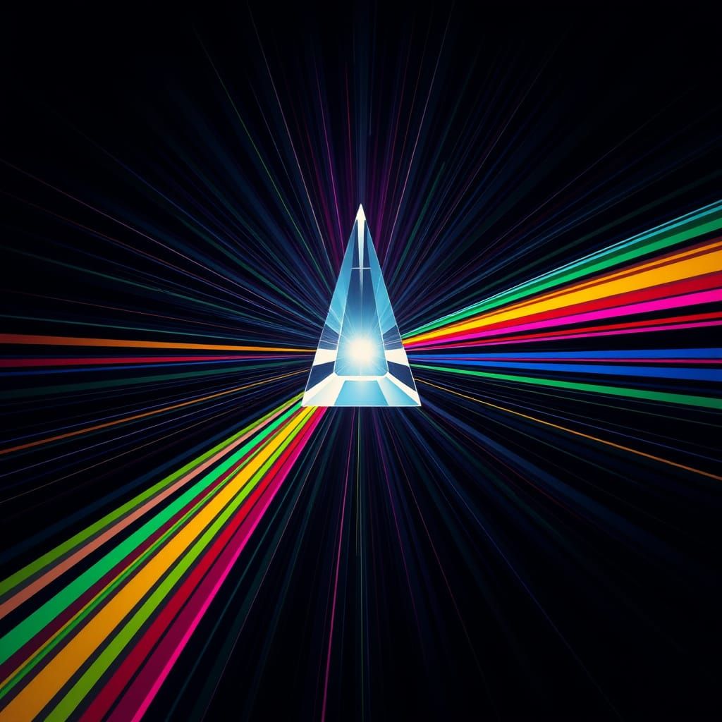 Prismatic Light Refraction in Geometric Fauvism Style