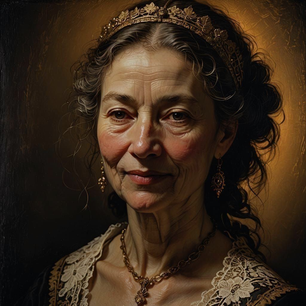 Older Woman Portrait in Rembrandt Lighting Style