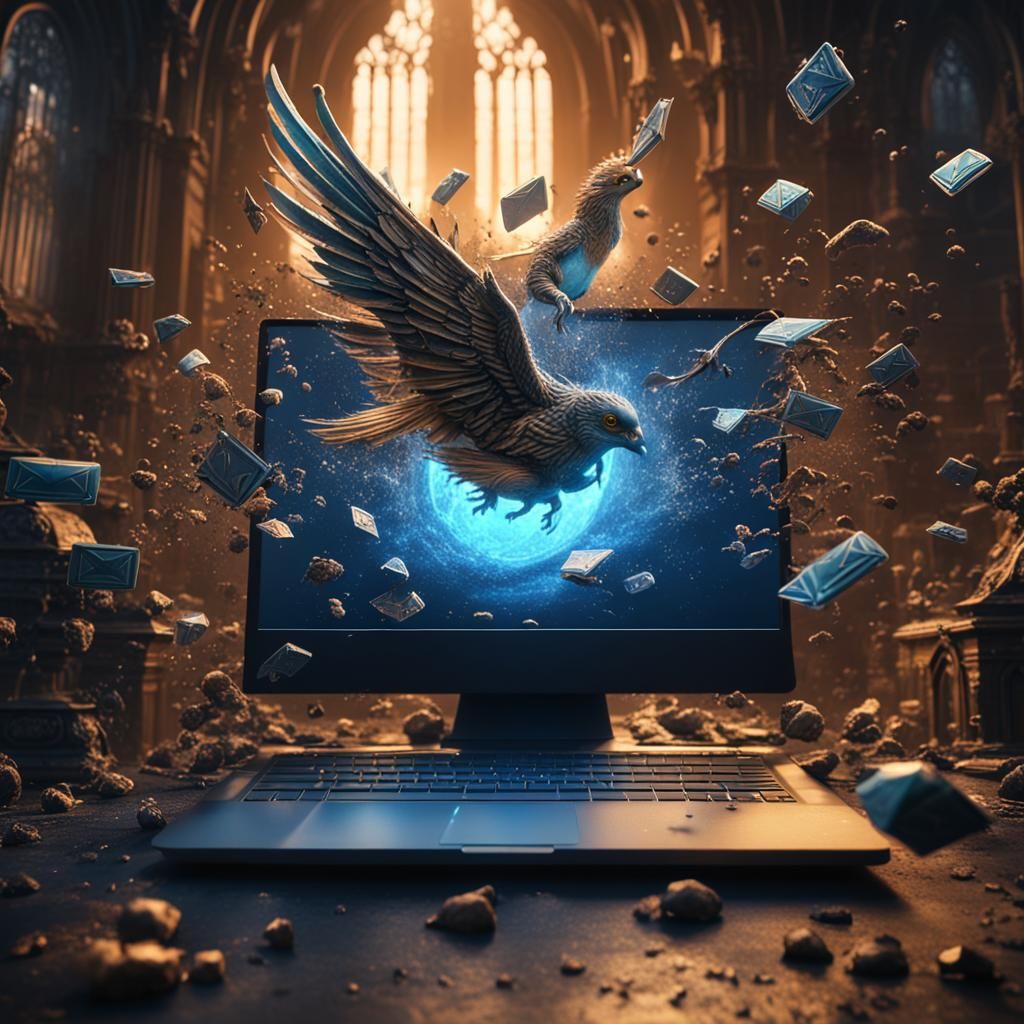 Email Flies From Computer: Fantasy Concept Art