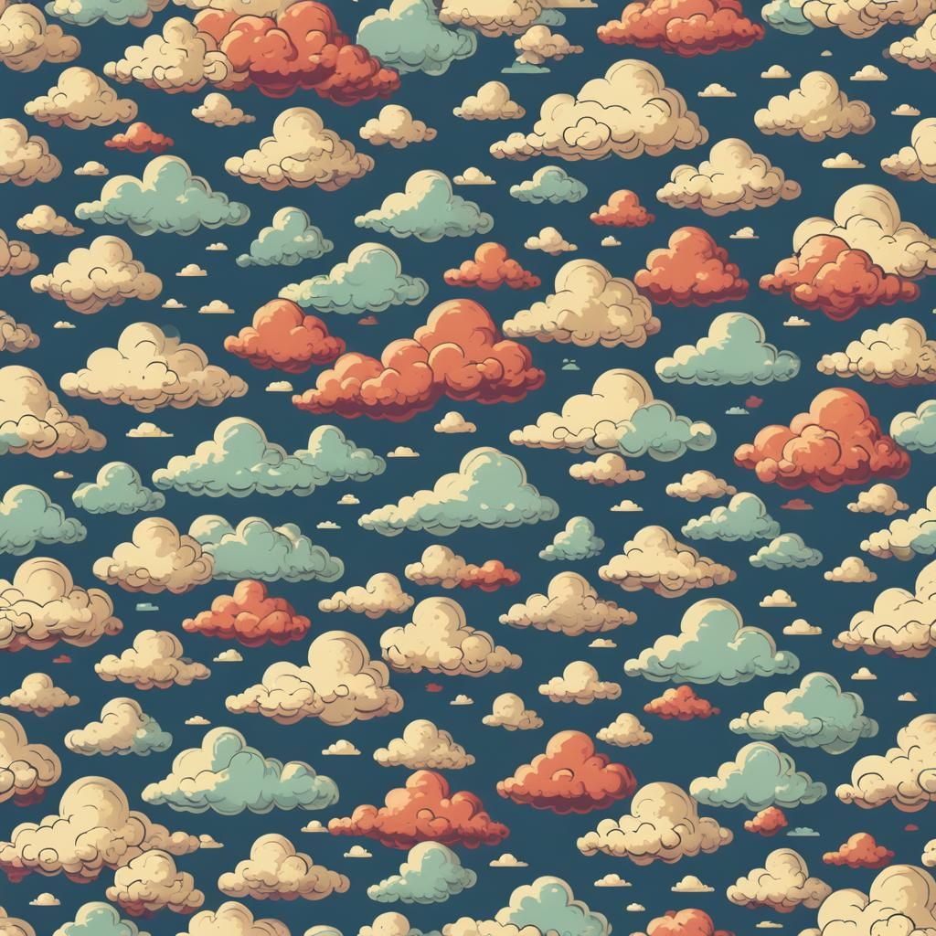 Retro Game Clouds in 8-bit Pixel Art Style