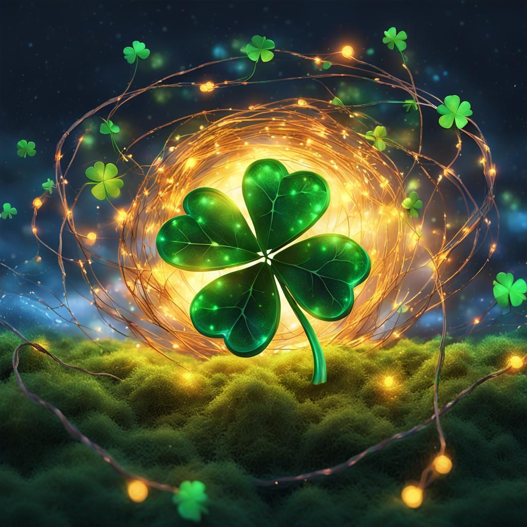 Four-Leaf Clover with Solar Lights, Detailed Matte Painting