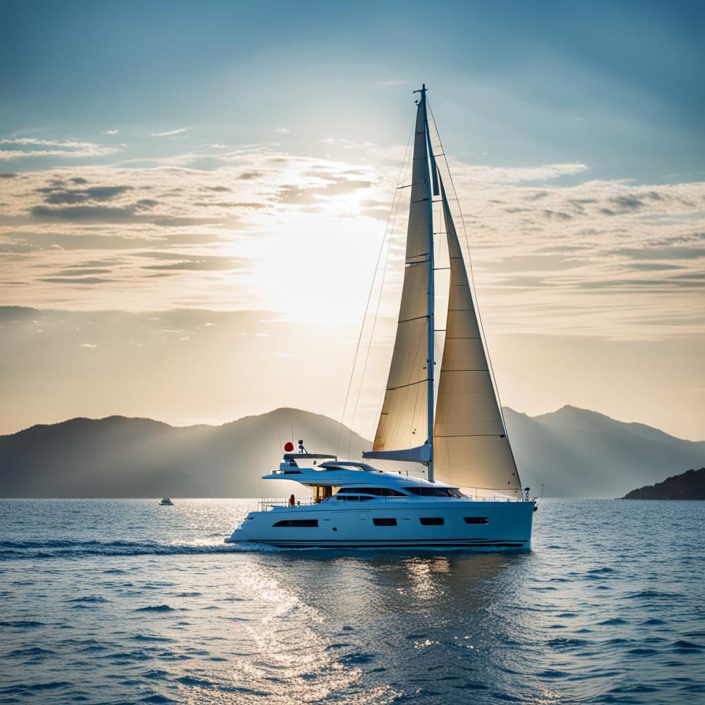 Yacht on Blue Sea in the Sun
