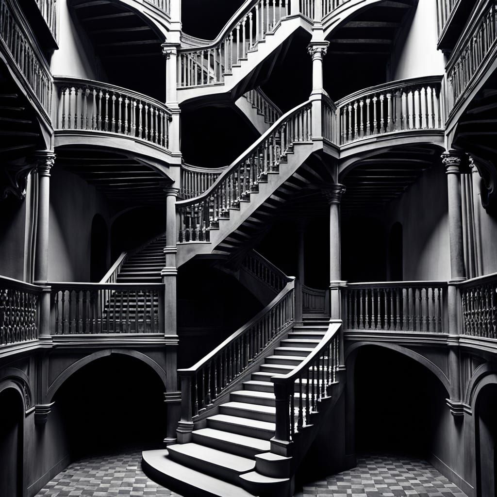 Escher-esque Medieval Staircase Maze