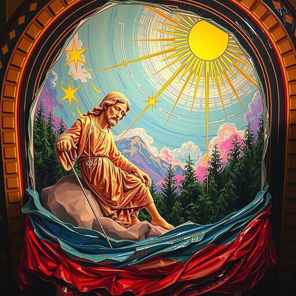 Hyperrealistic Sculpture with Vivid Lighting