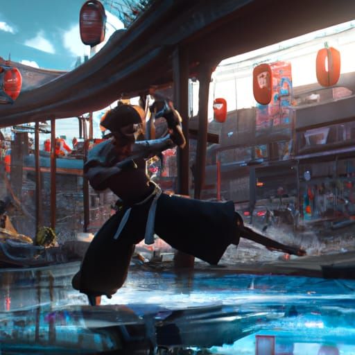 Detailed Karate Matte Painting in Deep Color