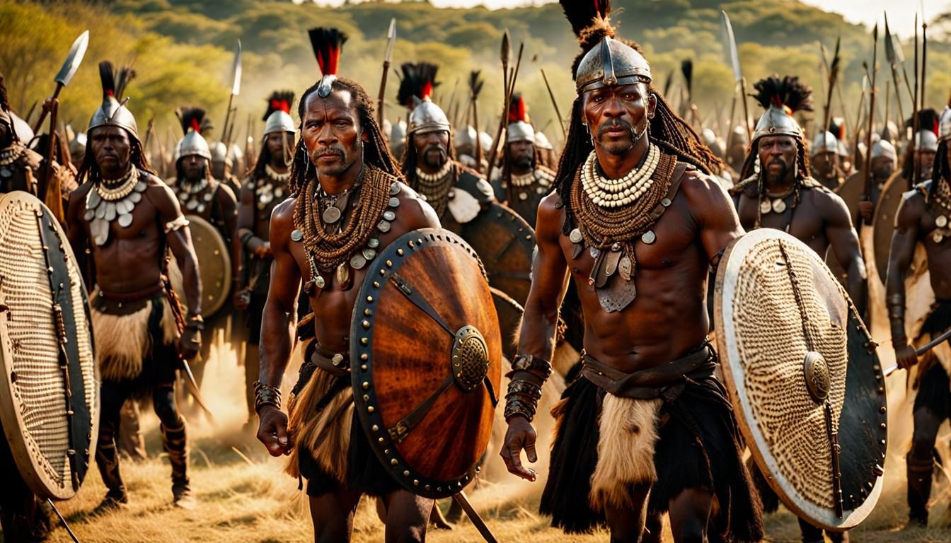 Zulu Warriors in Action: A Cinematic Still