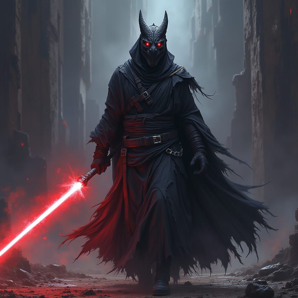 Dragon-Born Sith Lord with Lightsaber