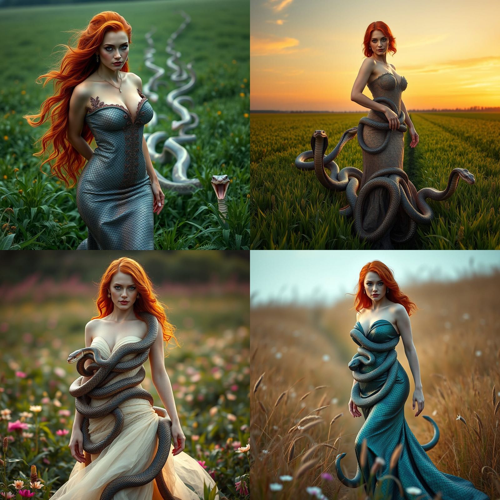 Gorgeous Redhead Goddess Walks Through Field of Enchanted Co...