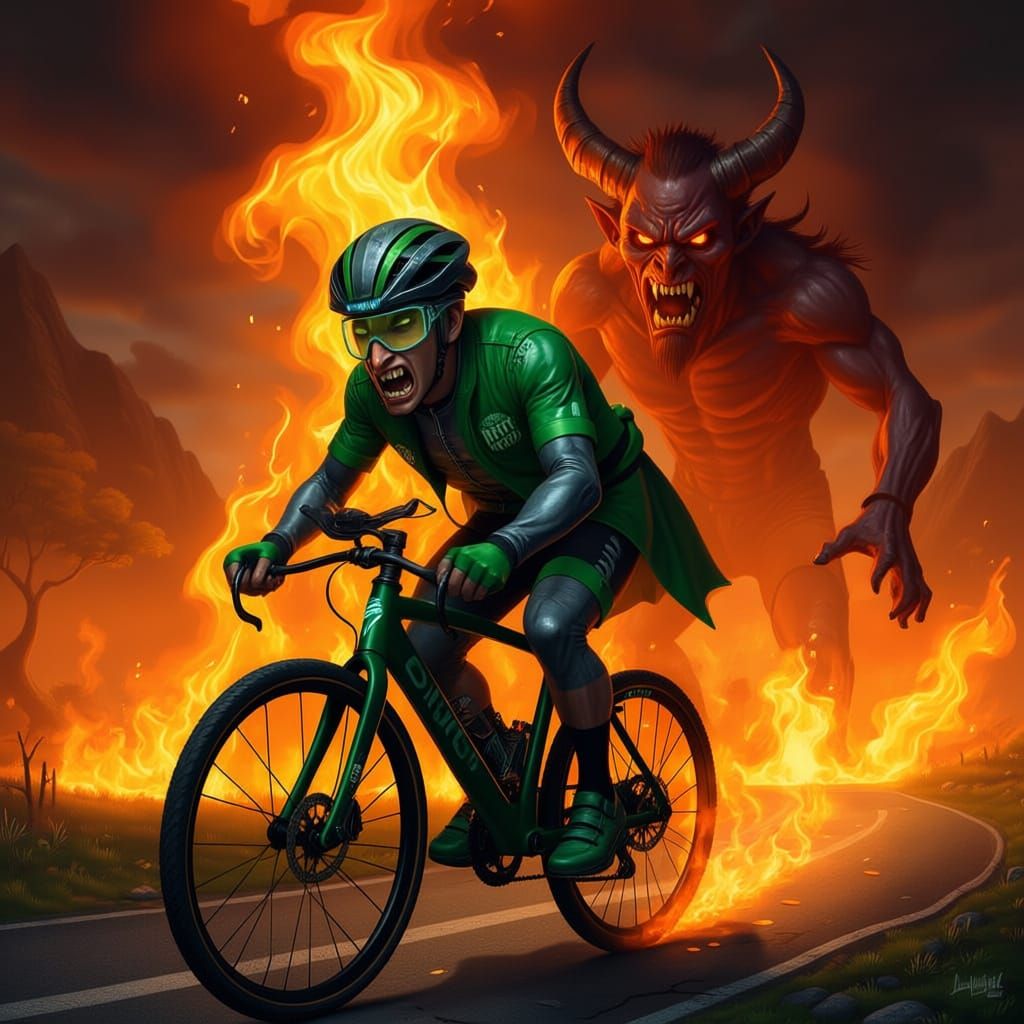 Leprechaun Greets Cyclist at Rainbow's End