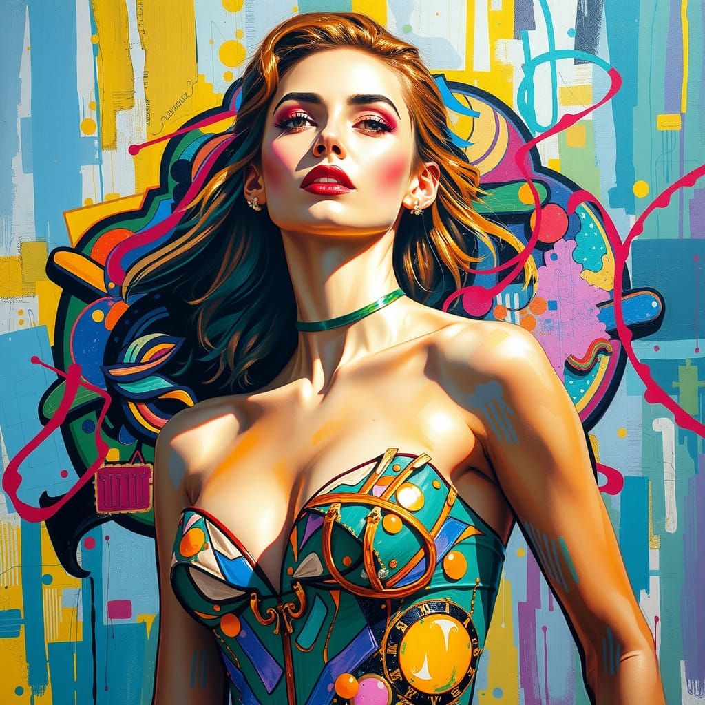 Shimmering Stochastic Abstract Art of Supermodels