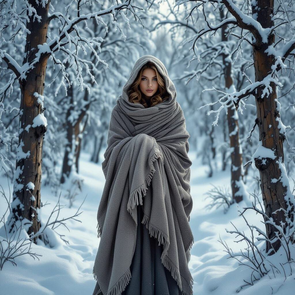 Winter Forest Scene in the Style of Classical Painting