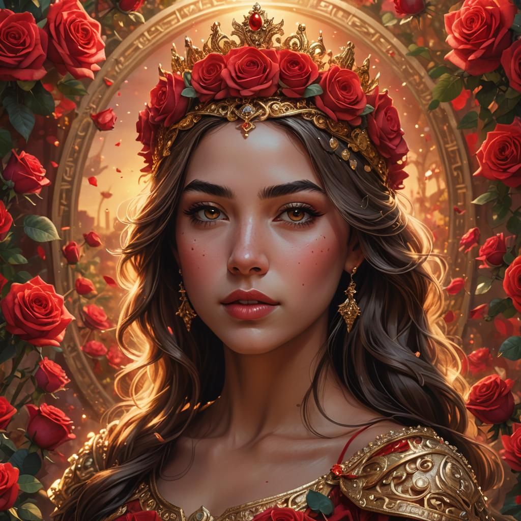 Aries Princess in Golden Hour, Hyperrealistic Portrait