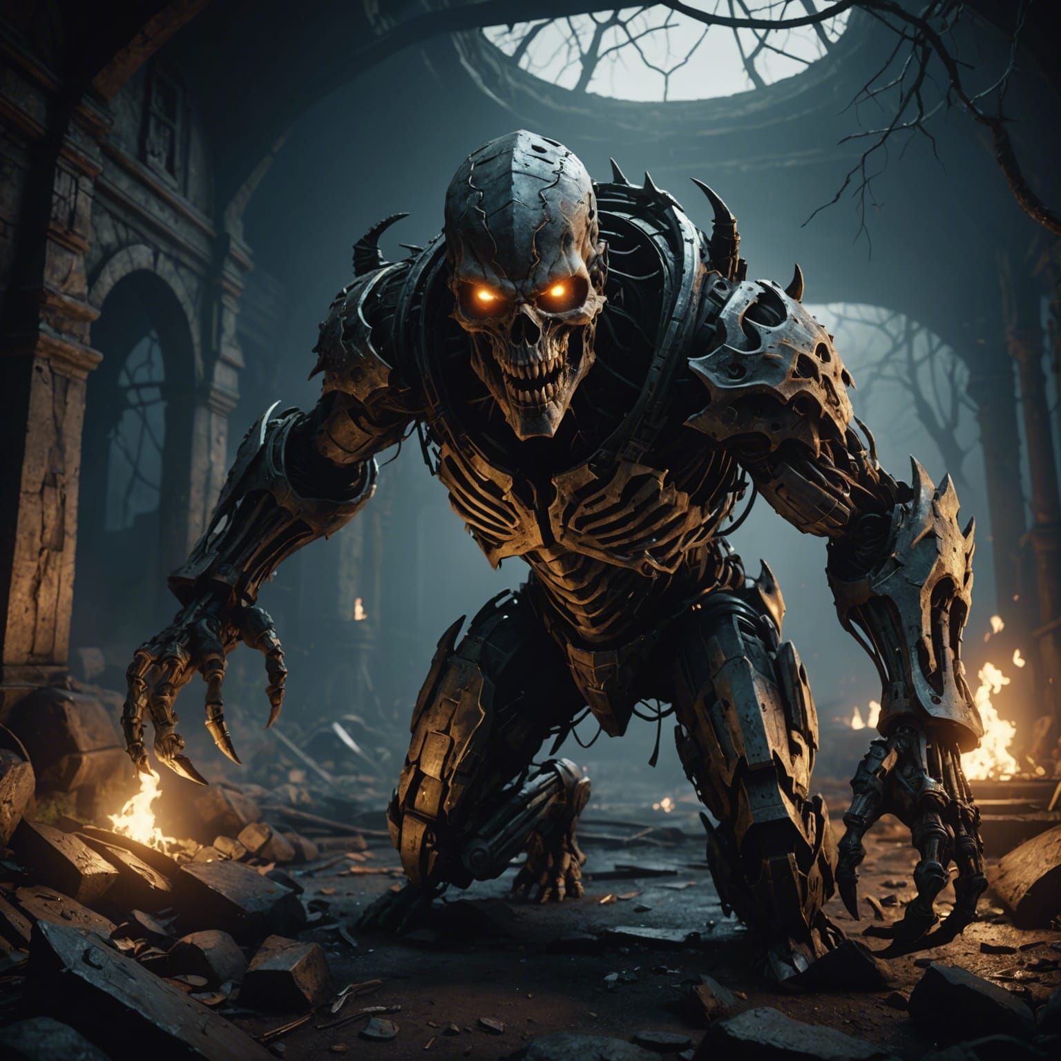 Scary Scene in 3D Game Cinematic Style