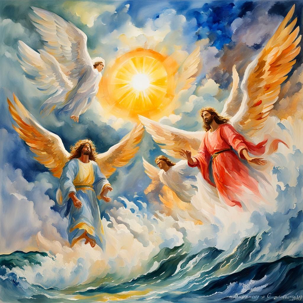 Angel Ascending: Gouache and Watercolor Impressionist Painti...