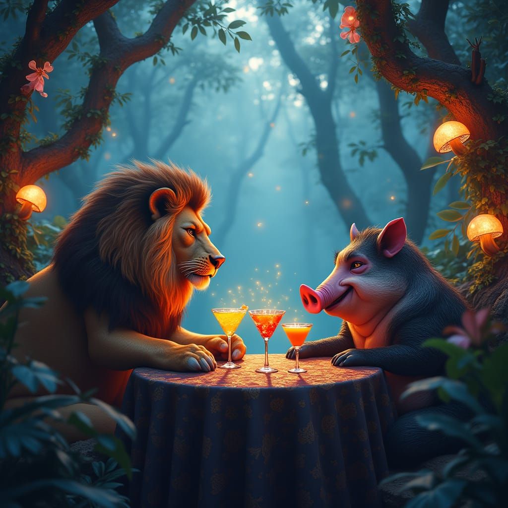 Regal Lion and Hog Enjoy Exotic Cocktails in Enchanted Jungl...