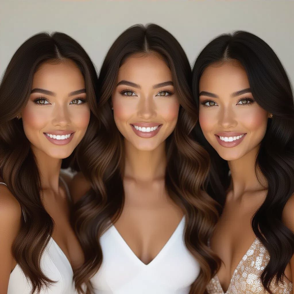 Art Nouveau Portrait of Three Diverse Beautiful Women