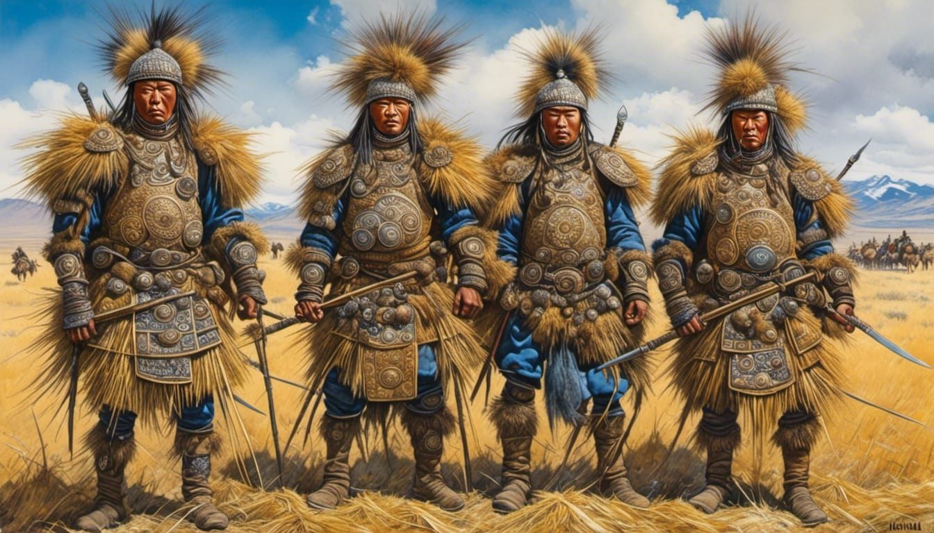 mongolian warriors in straw armour