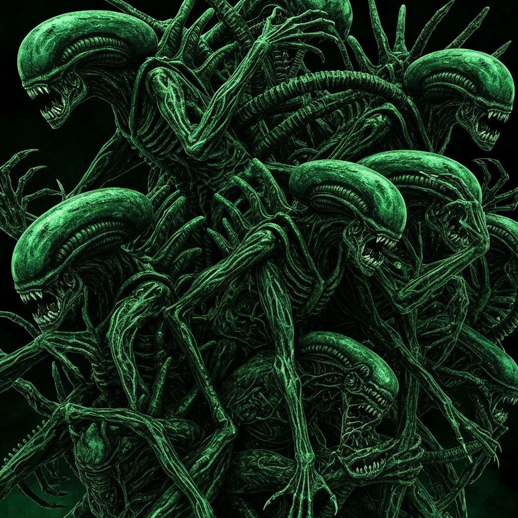 Surreal Xenomorph Nightmare in Green Light