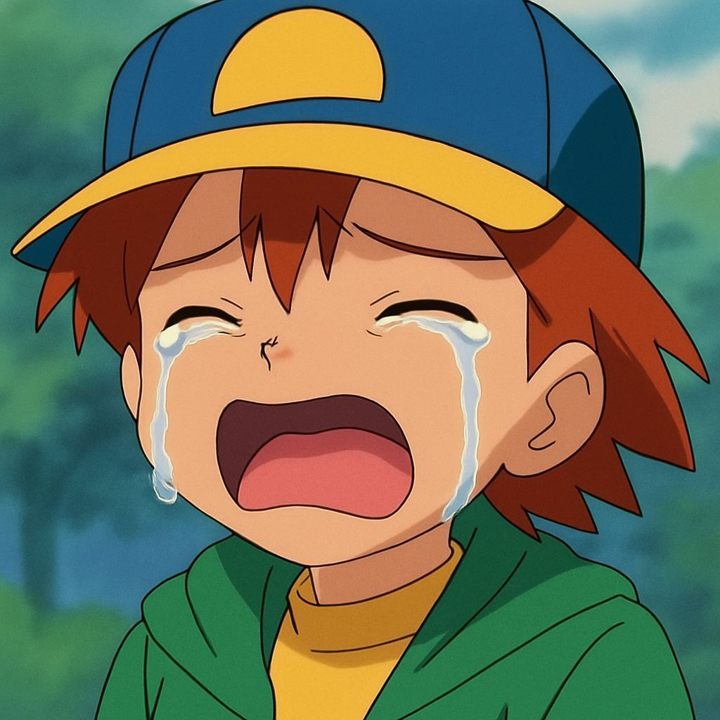 Pokémon's Ritchie Crying: Cartoon Illustration