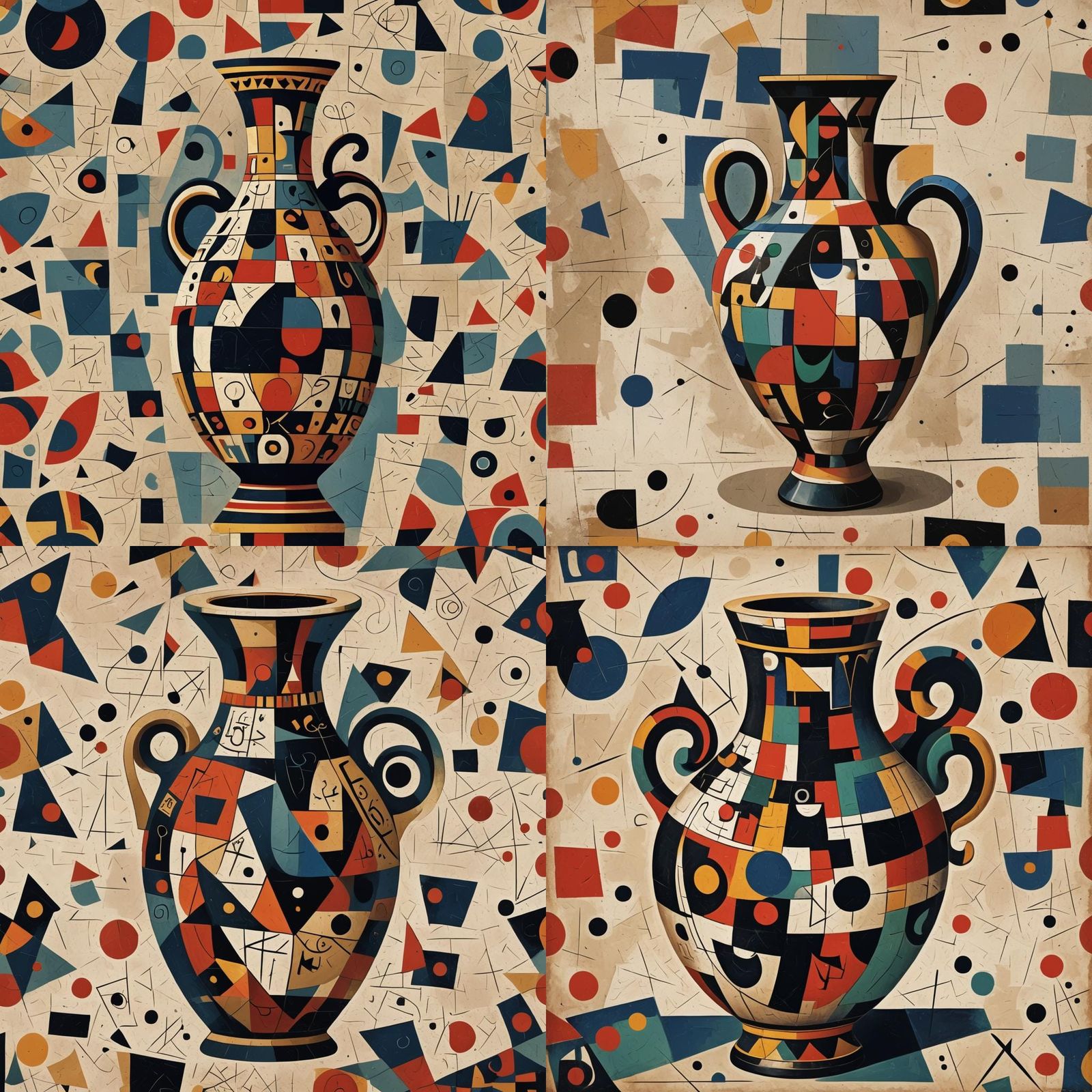 Ancient Greek Vase in Cubist Art Deco Style