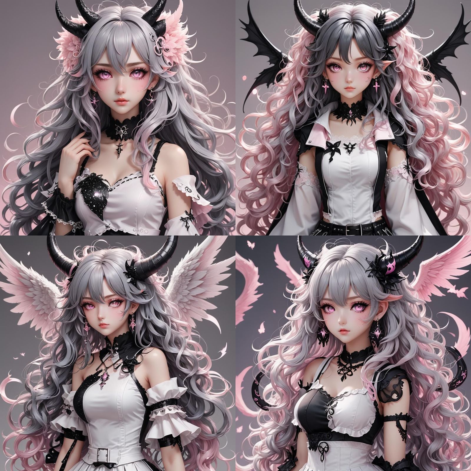 Pastel Goth Anime Girl with Demon Features in 3D