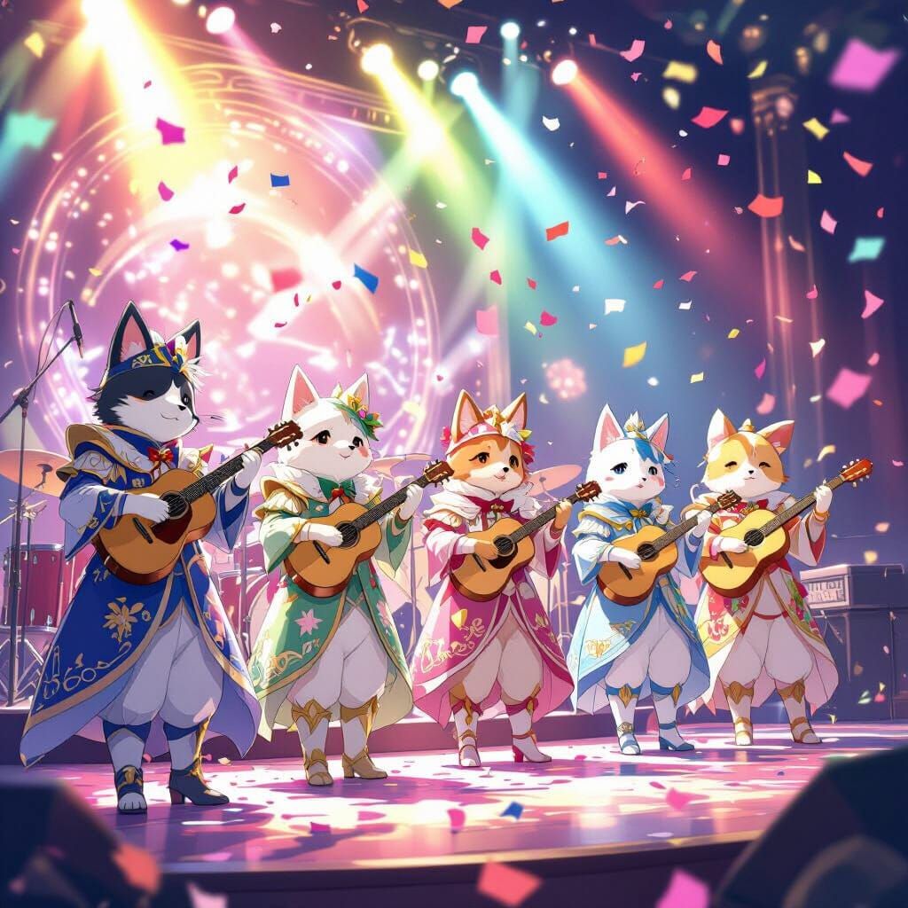 Anime Animal Musicians Performing on Stage