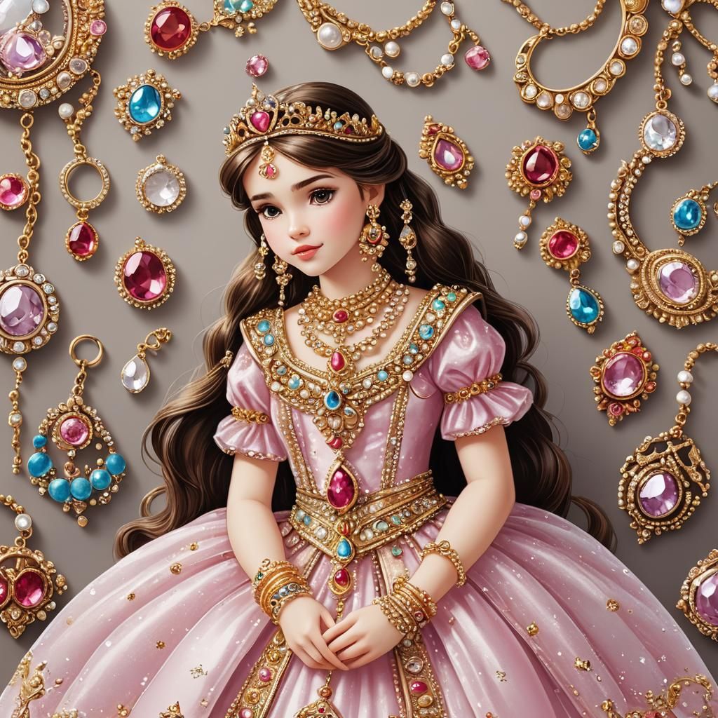 Cute Princess Portrait with Sparkling Jewellery