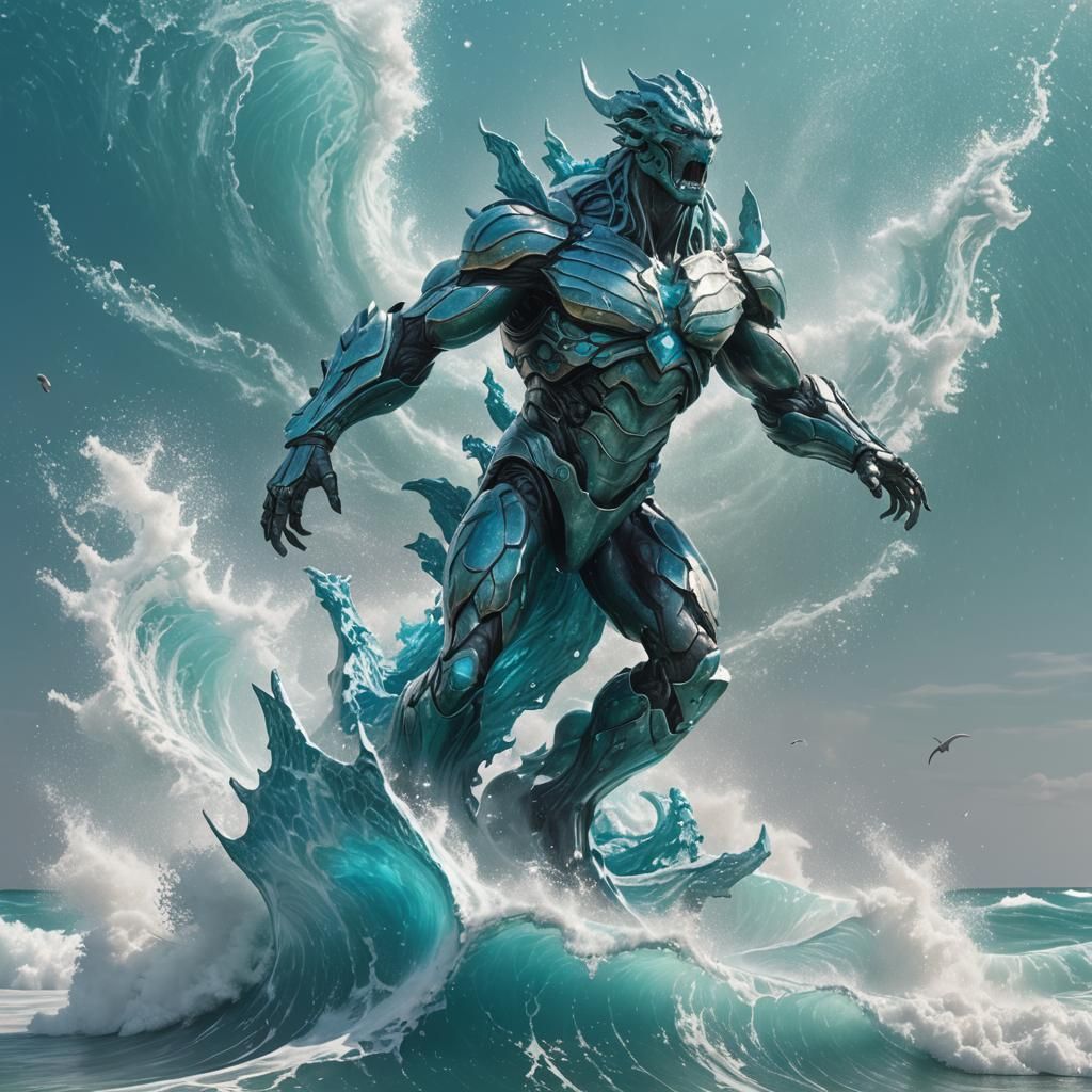 Andromeda Statue on Titan Leviathan in 3D Rendering