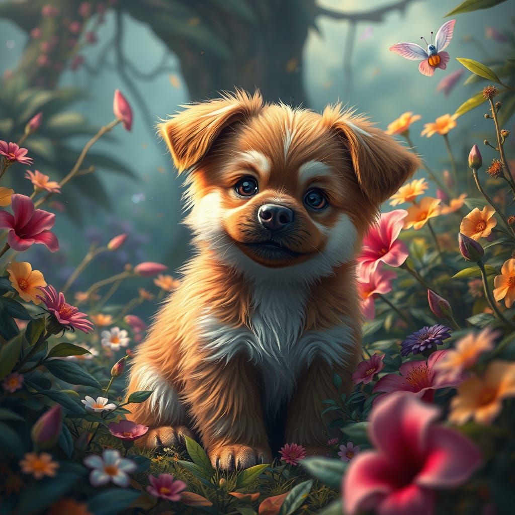 Mystical Jungle Realm with a Cuddly Companion