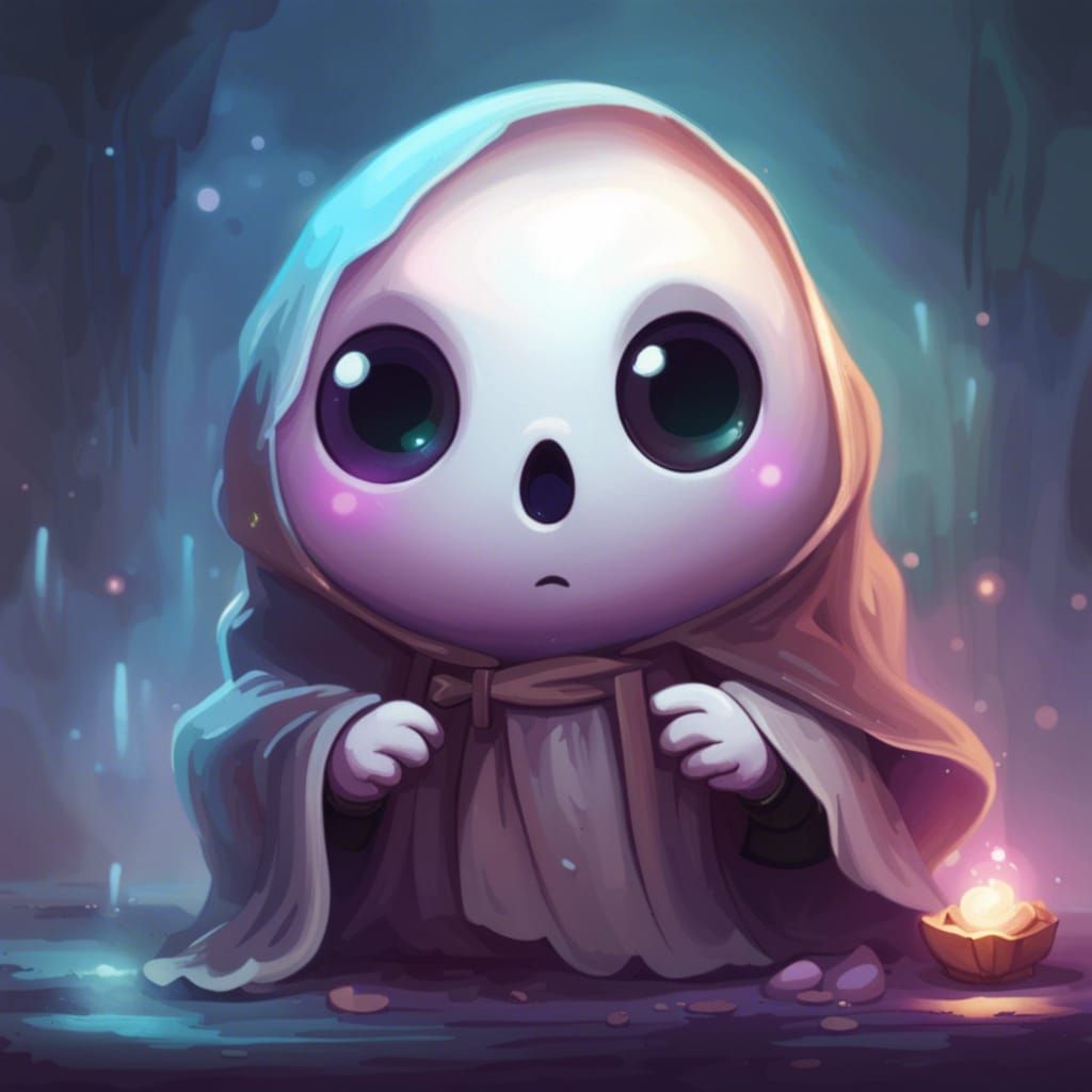 Adorable Chibi Ghost in Misty Ghost Town