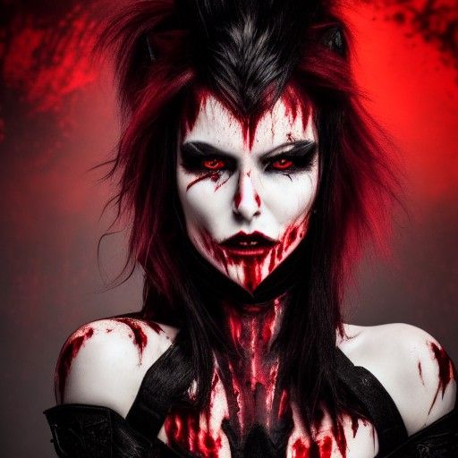 Demoness in Black and Red Armor