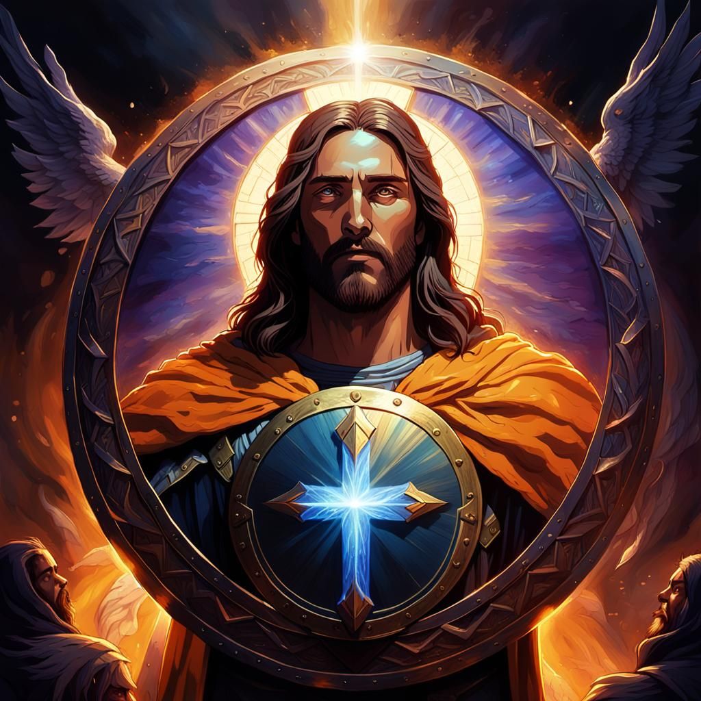 Jesus as a Heroic Defender in Dark Fantasy Art