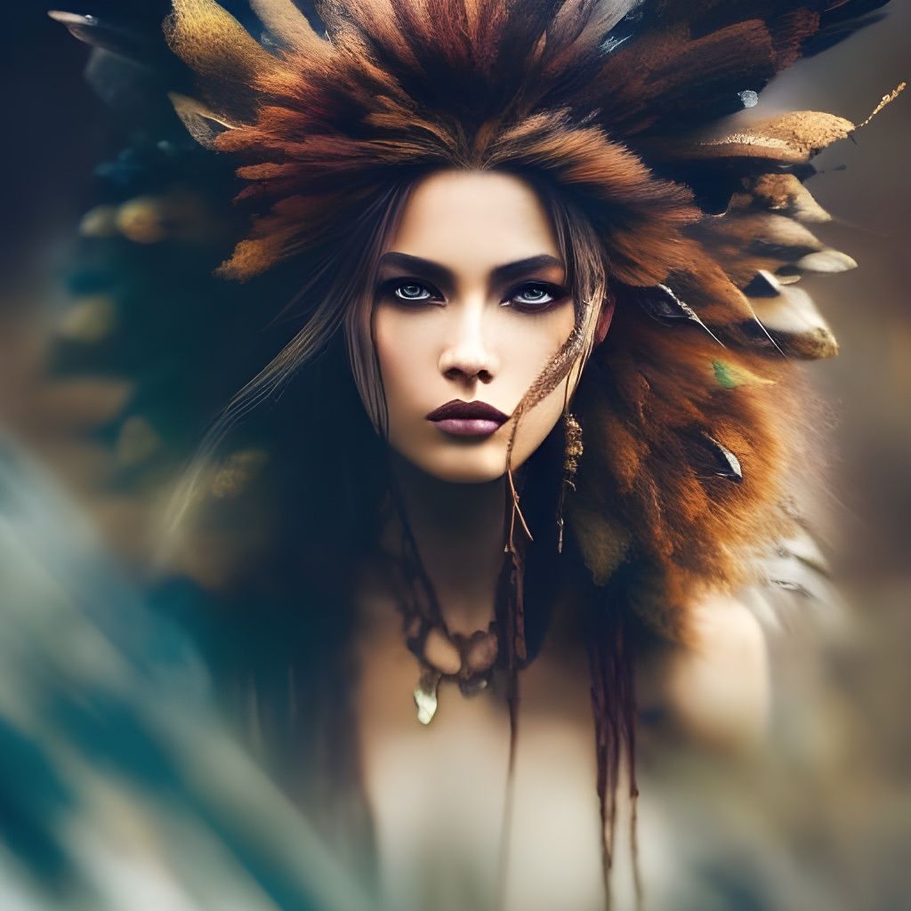 Lioness Portrait in Dramatic Digital Painting Style