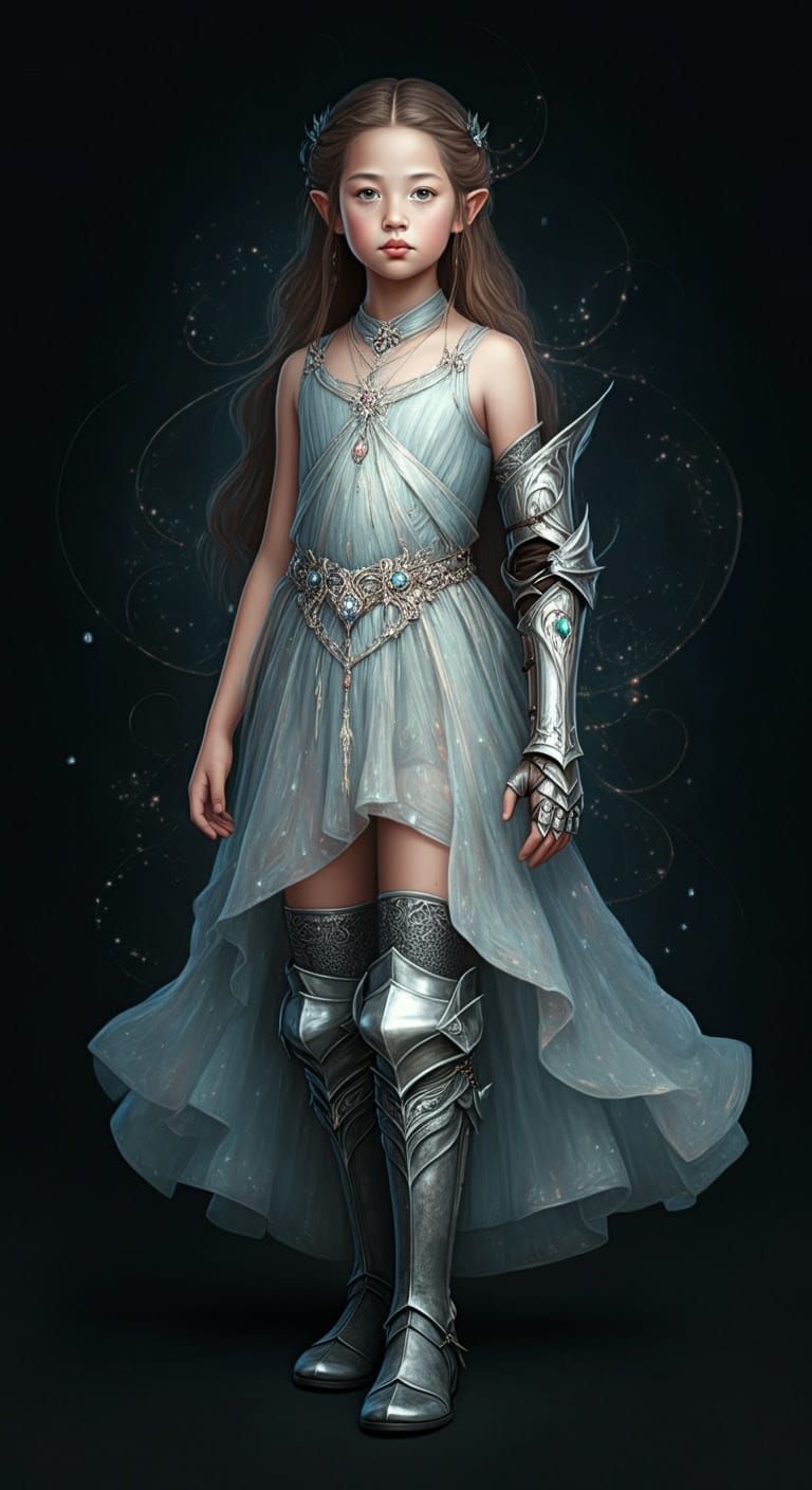 Ethereal Fantasy Warrior in Whimsical Armor