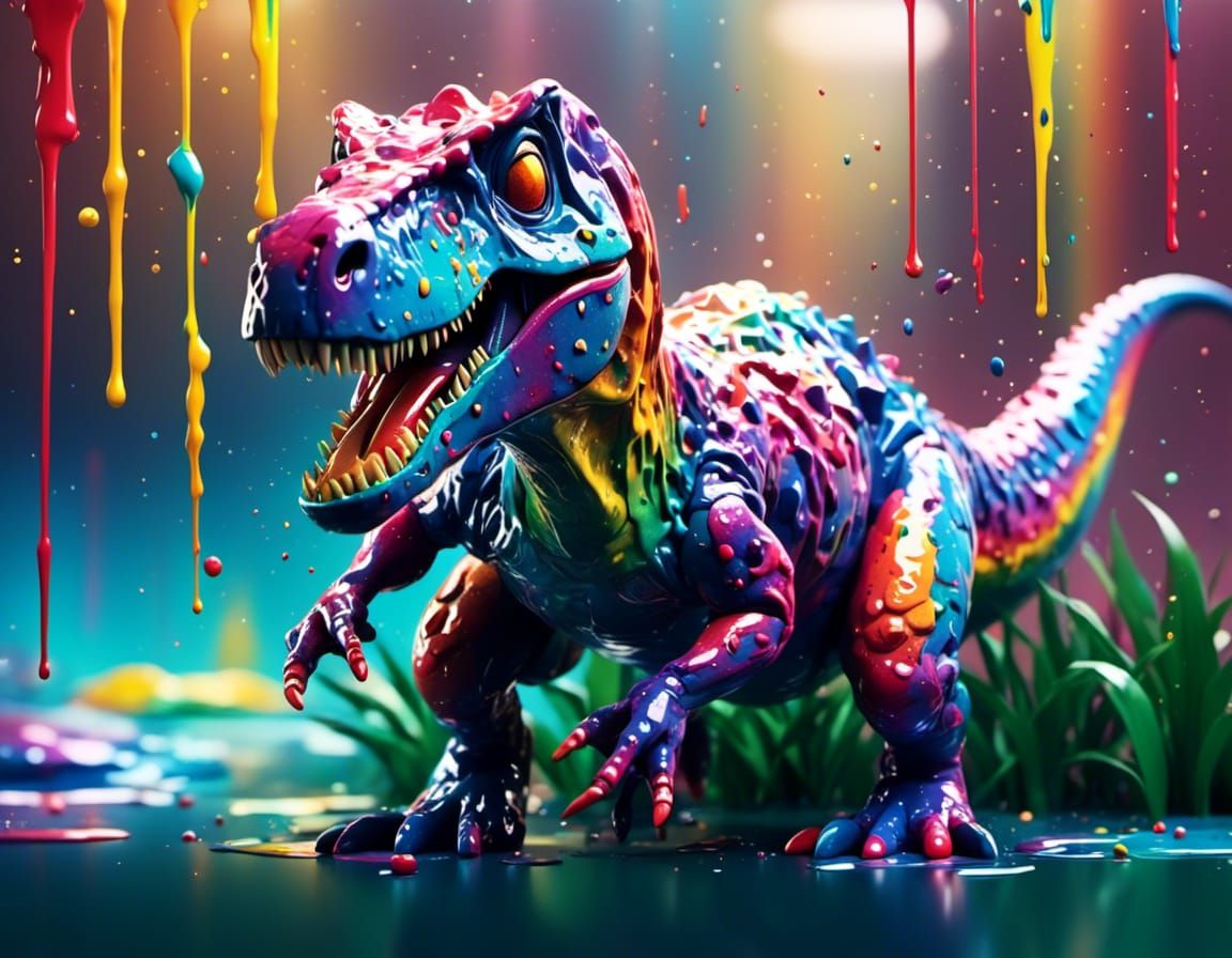 The Happy T-Rex in Dynamic Creative Style
