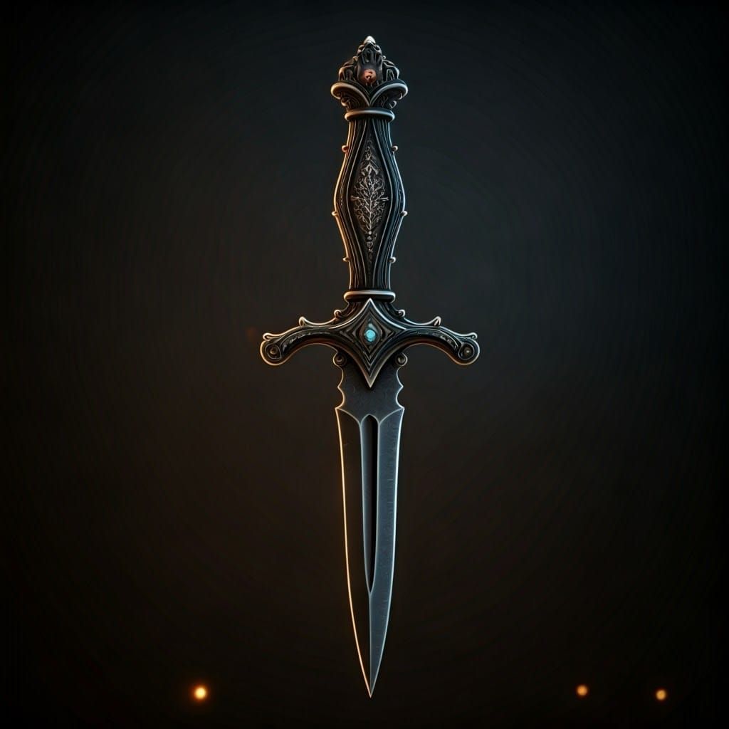 Ornate Dark Dagger in Baroque Style Concept Art