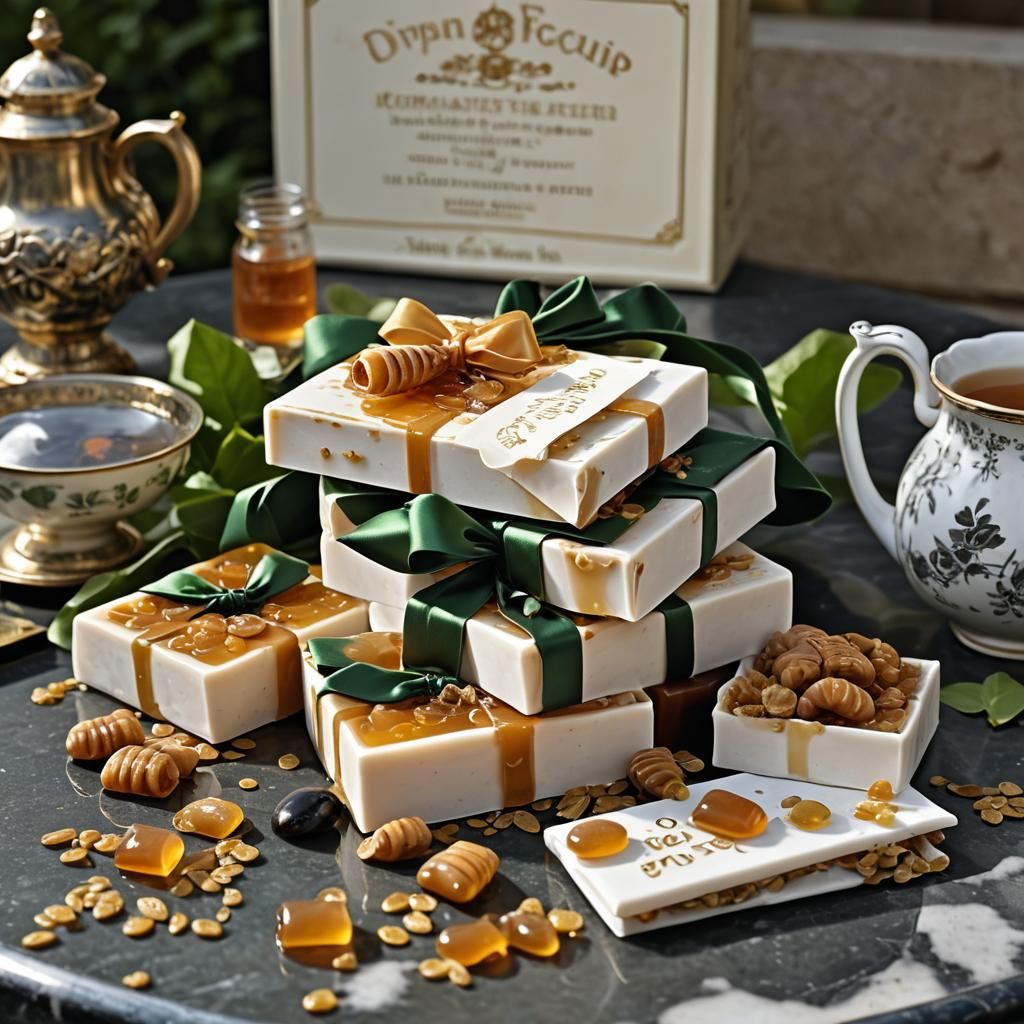 Honey Soap Overflowing from Ornate Gift Box