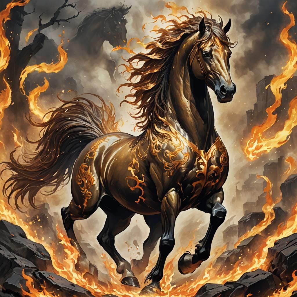 Majestic Fiery Horse in a Blazing Inferno