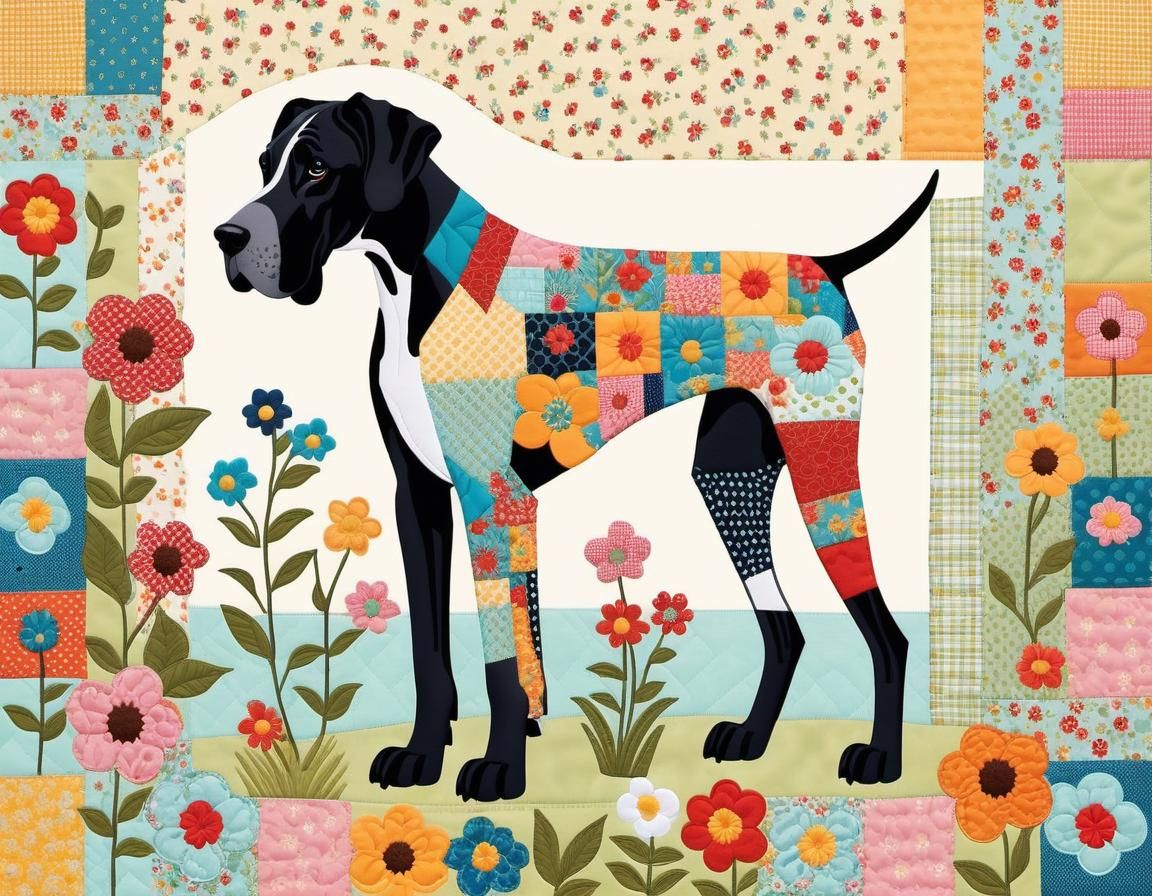 Quilted Patchwork Great Dane
