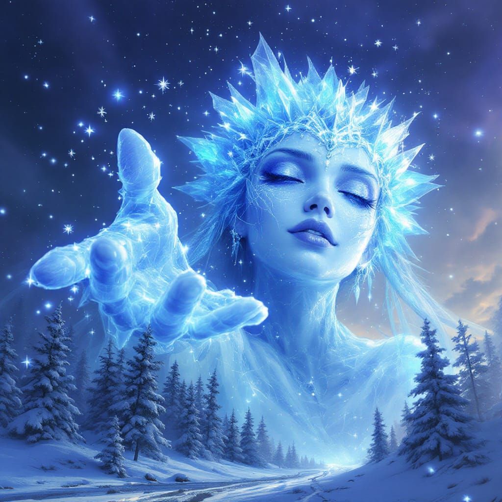 Majestic Frost Goddess Dominates Snowy Forest