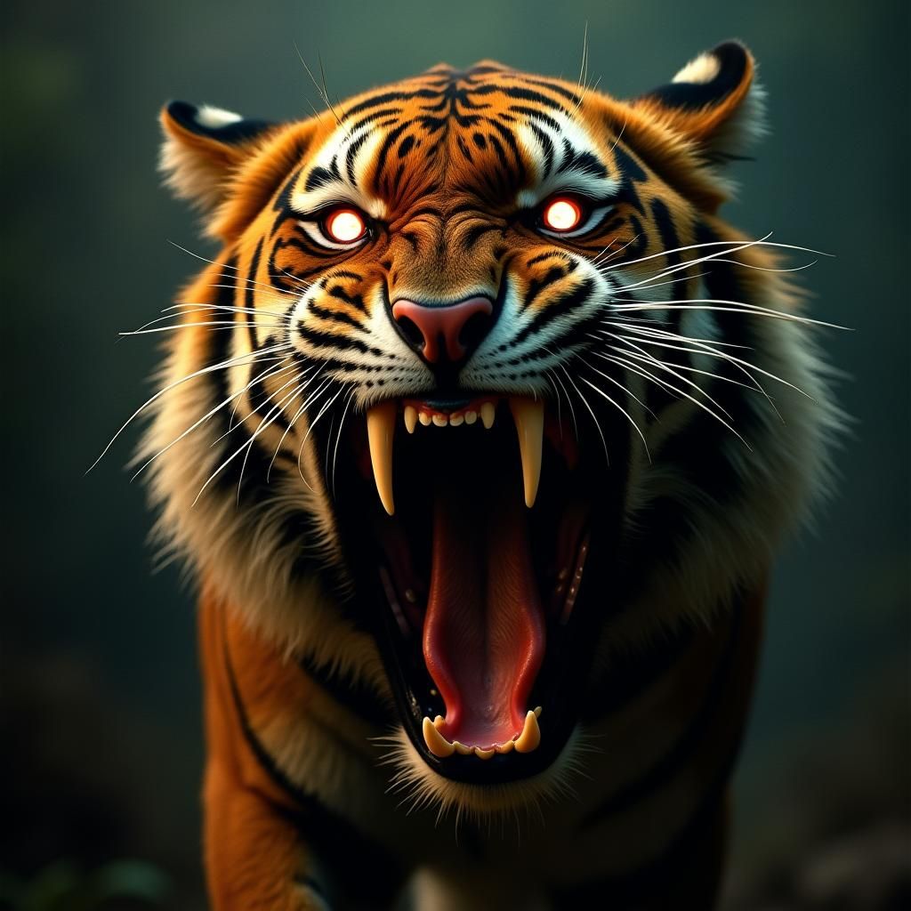 Fierce Tiger Roaring in Cinematic Style