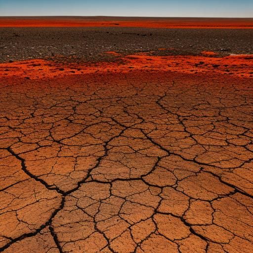 Surreal Barren Landscape with Giraffe and Lion