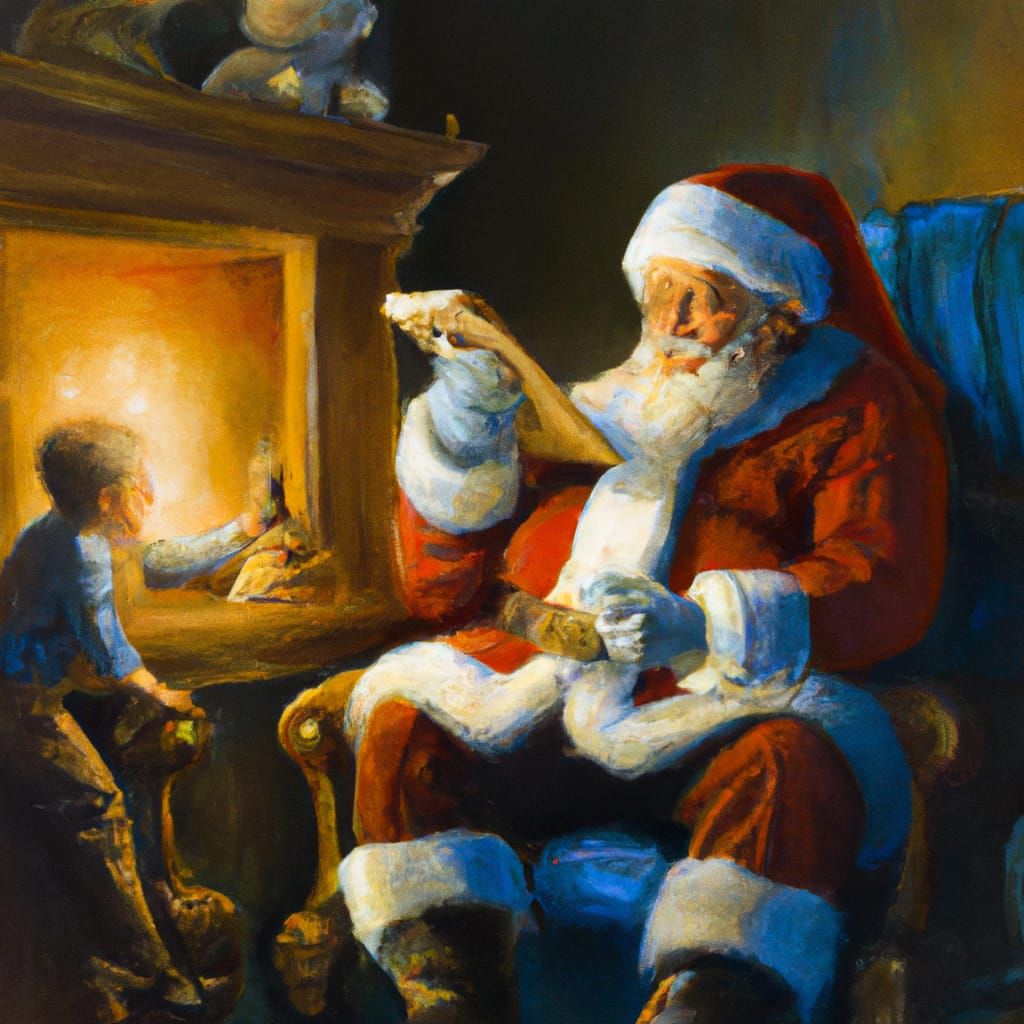 Santa's Wish List in Illustrative Oil Painting