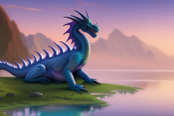 Hyperrealistic Eastern Dragon in Lake Bed Scene
