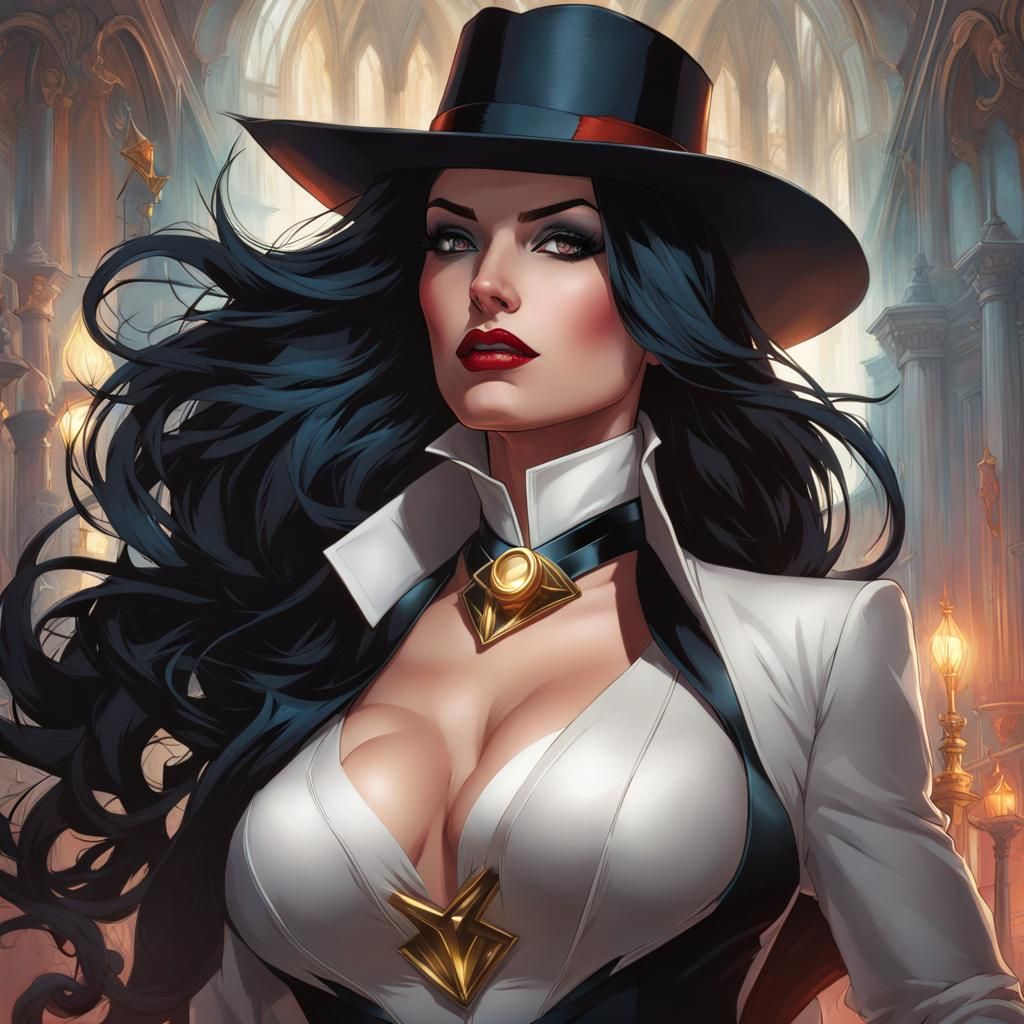 Zatanna and Dracula: Hyperdetailed Concept Art Portrait